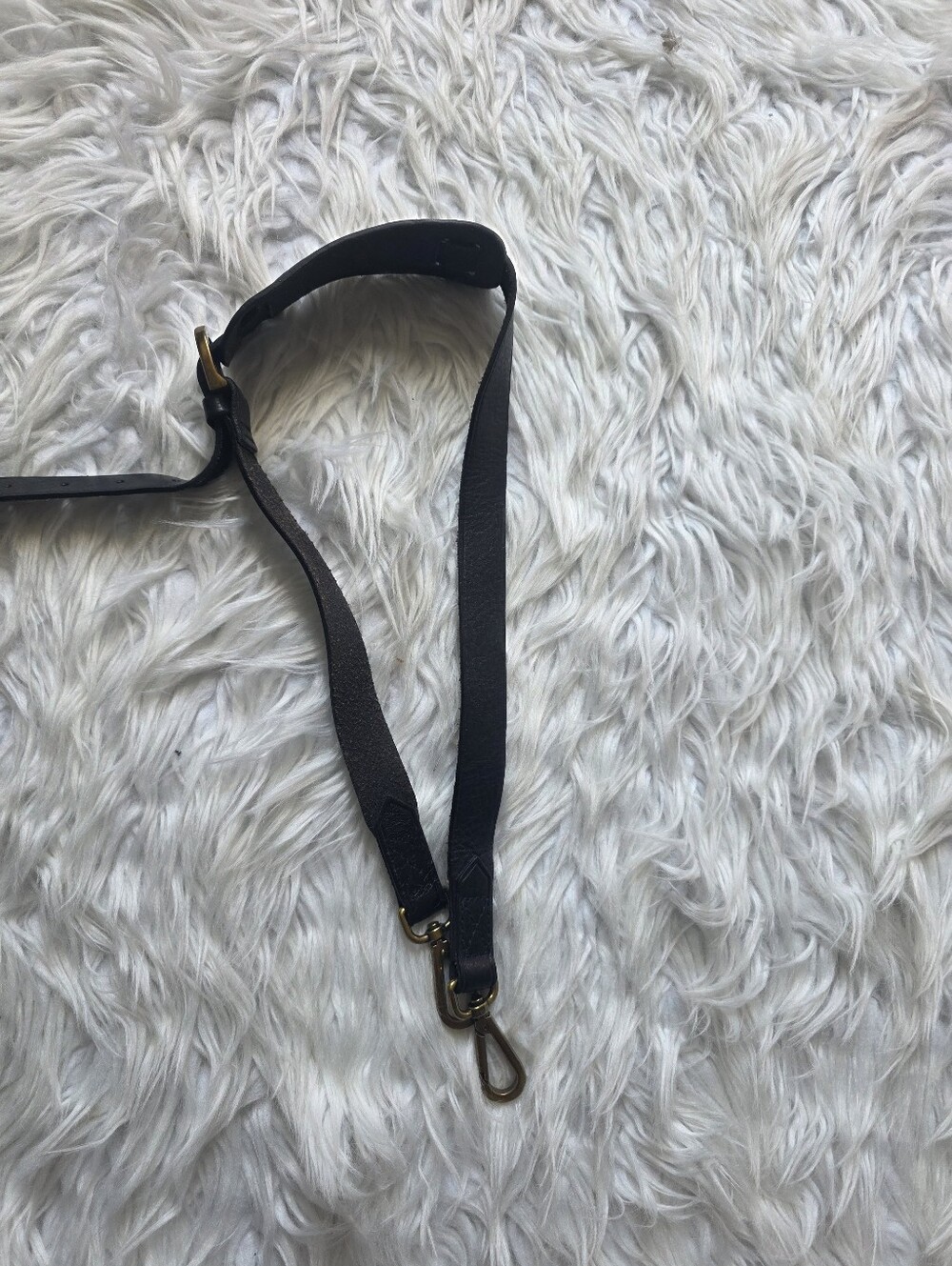 Madewell Black Leather Adjustable Strap with Brass Hardware